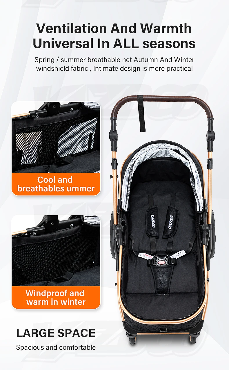 3-in-1 High Seat Adjustable Baby Stroller Package with Infant Safety Car Seat, Summer Cool Air-Permeable Fabric, Ultra-Light Aerospace Aluminum Frame, Collapsible Lightweight Travel Pushchair