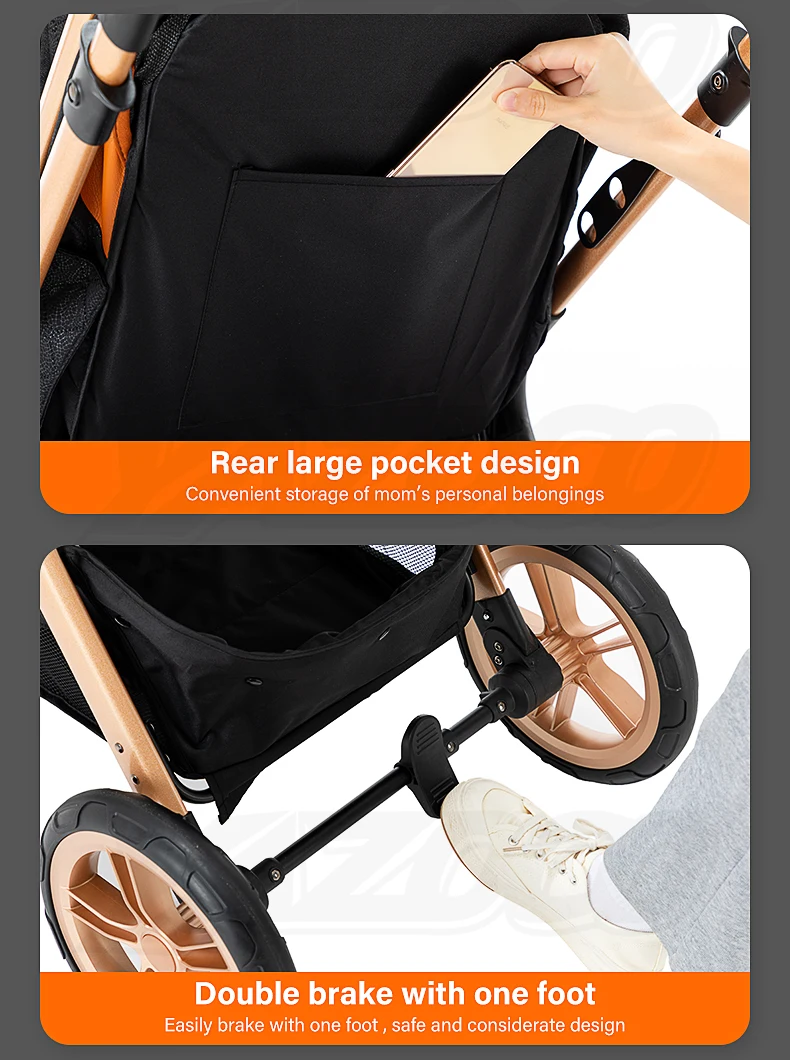 3-in-1 High Seat Adjustable Baby Stroller Package with Infant Safety Car Seat, Summer Cool Air-Permeable Fabric, Ultra-Light Aerospace Aluminum Frame, Collapsible Lightweight Travel Pushchair