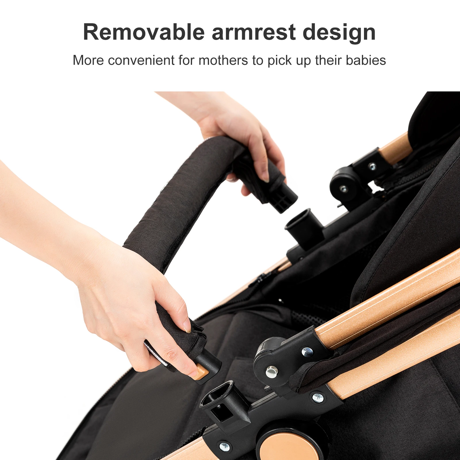 Convertible Baby Pram 3 in 1 Stroller Pushchair Travel System Lightweight High Landscape Design Reversible Seat Comfortable Reclining Backrest Large Sun Canopy Smooth Suspension Wheels for Newborn with 6 Free Gifts