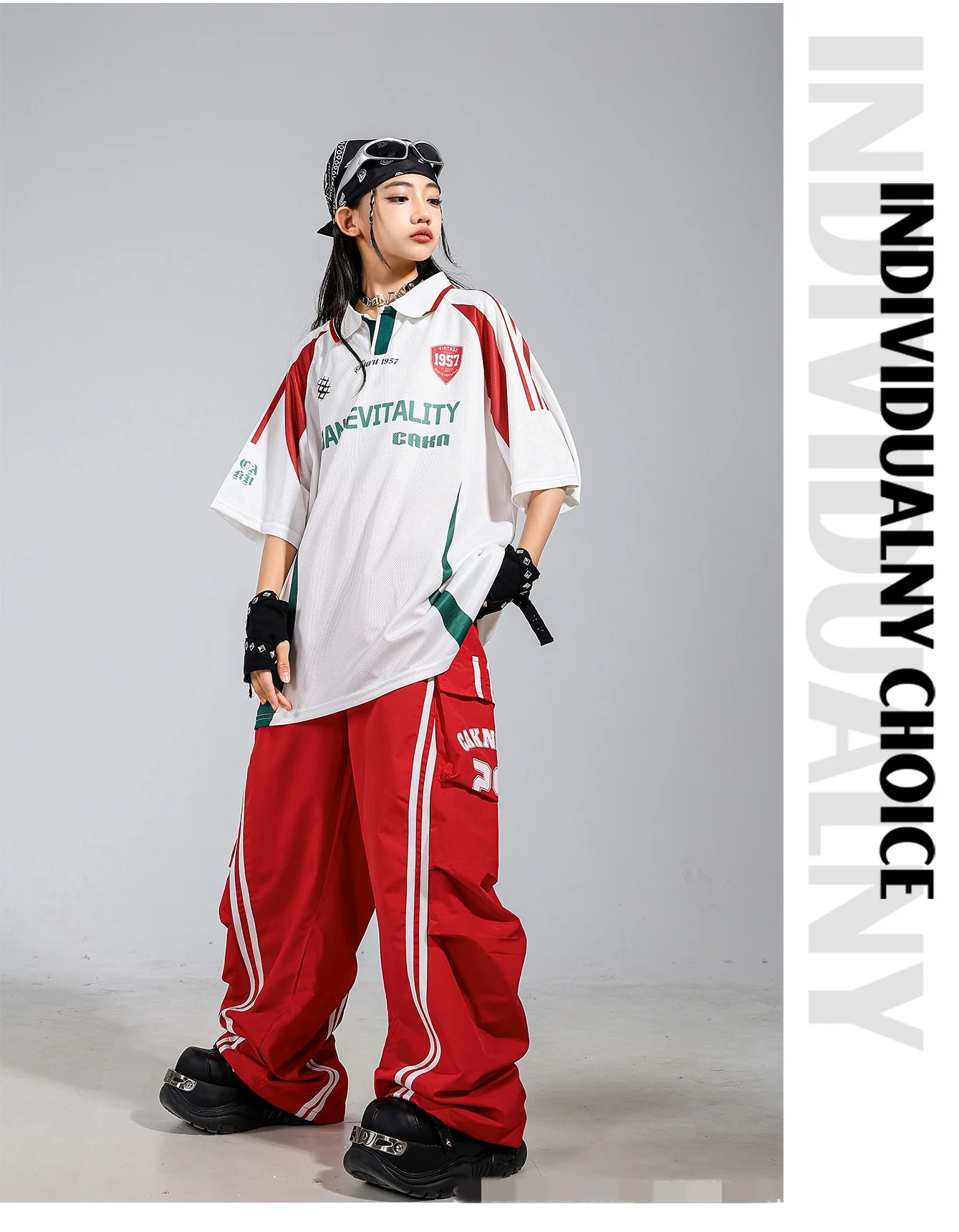 Children's Hip Hop Street Dance Outfit Set Dance Performance Clothes for Boys And Girls Short Sleeve Long Pants Dance Costume