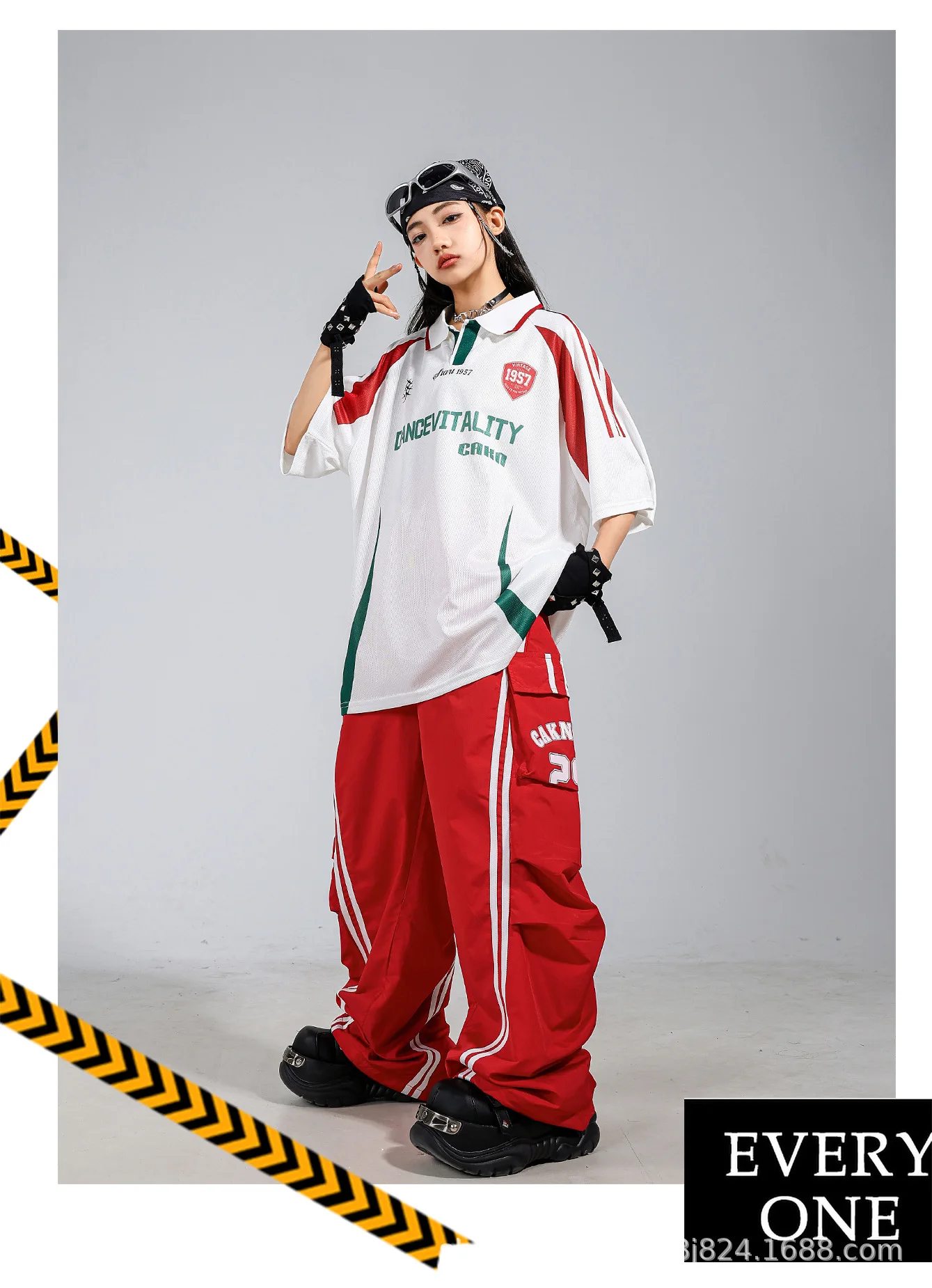 Children's Hip Hop Street Dance Outfit Set Dance Performance Clothes for Boys And Girls Short Sleeve Long Pants Dance Costume