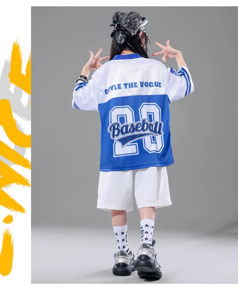 Children's Hip Hop Street Dance Outfit Set Dance Performance Clothes for Boys And Girls Short Sleeve Long Pants Dance Costume