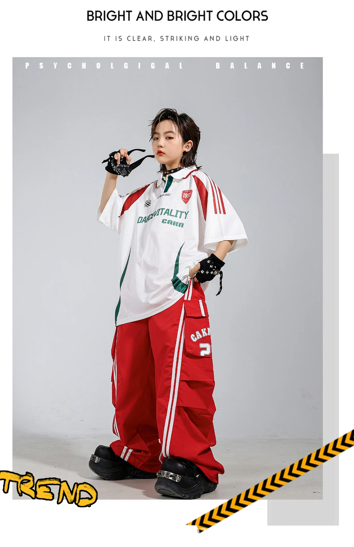 Children's Hip Hop Street Dance Outfit Set Dance Performance Clothes for Boys And Girls Short Sleeve Long Pants Dance Costume