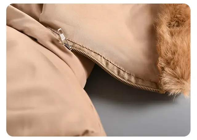 ZOETOPKID Thick Keep Warm Winter Girls Jacket Detachable Hat Plush Collar Hooded Padded Lining Coat for Kids Children Outwear