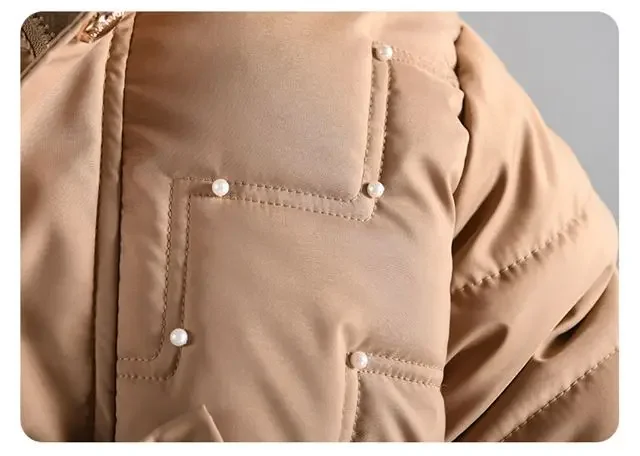ZOETOPKID Thick Keep Warm Winter Girls Jacket Detachable Hat Plush Collar Hooded Padded Lining Coat for Kids Children Outwear