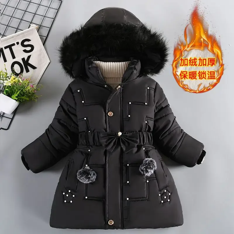 ZOETOPKID Thick Keep Warm Winter Girls Jacket Detachable Hat Plush Collar Hooded Padded Lining Coat for Kids Children Outwear