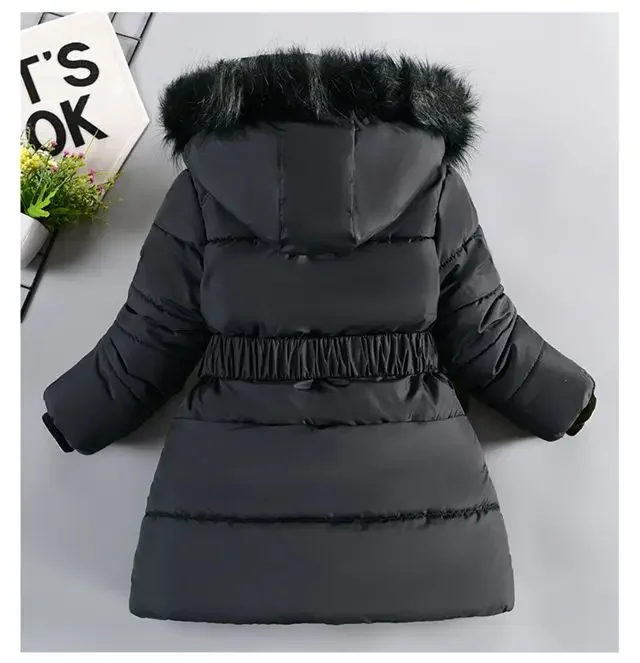 ZOETOPKID Thick Keep Warm Winter Girls Jacket Detachable Hat Plush Collar Hooded Padded Lining Coat for Kids Children Outwear