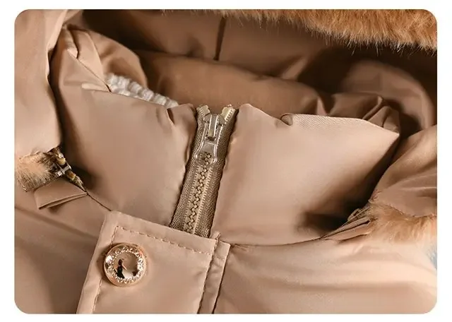 ZOETOPKID Thick Keep Warm Winter Girls Jacket Detachable Hat Plush Collar Hooded Padded Lining Coat for Kids Children Outwear