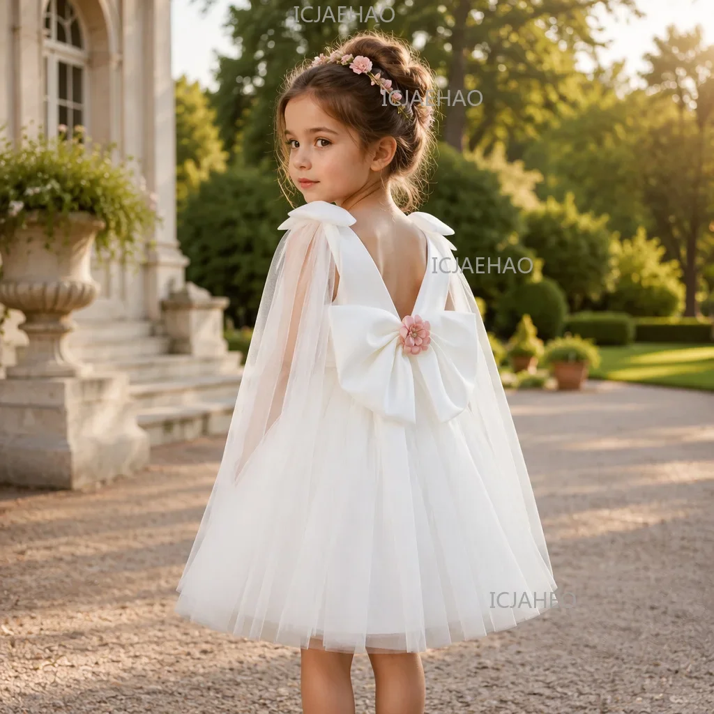 2026 Kids Handmade 3D Applique Tulle SleevelessPrincess Wedding Flower Girl Party Banquet Clothes Dress New Children Girls Gown