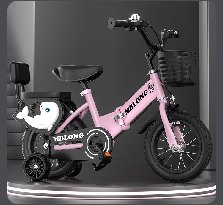 New Foldable Kids Bicycle 12 Inch Pedal Bike for Boys Girls Toddler Outdoor Riding Portable Kids Bike with Training Wheels