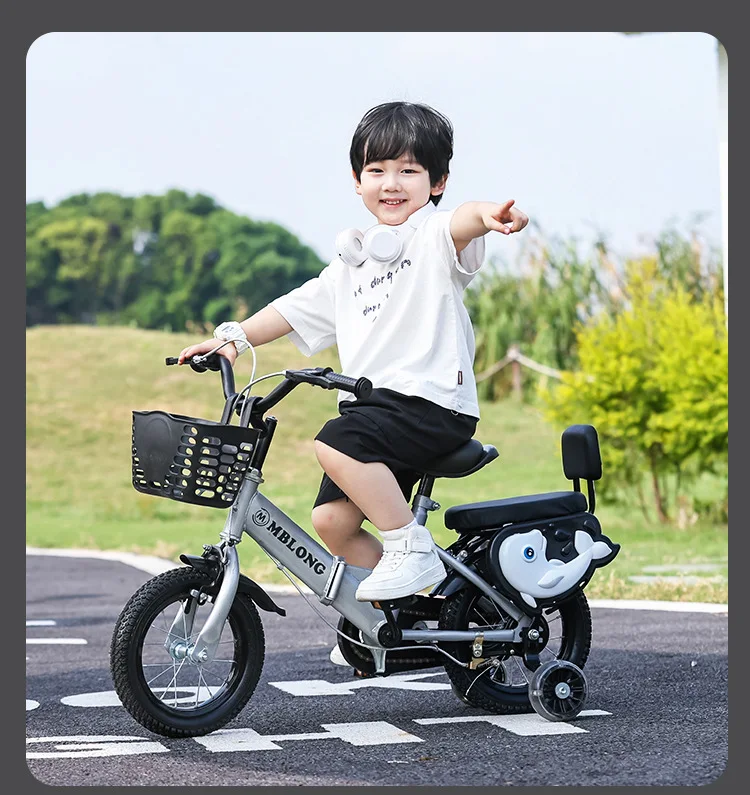 New Foldable Kids Bicycle 12 Inch Pedal Bike for Boys Girls Toddler Outdoor Riding Portable Kids Bike with Training Wheels