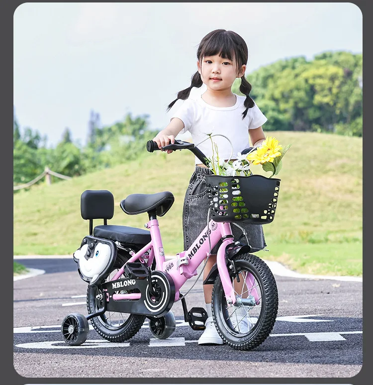 New Foldable Kids Bicycle 12 Inch Pedal Bike for Boys Girls Toddler Outdoor Riding Portable Kids Bike with Training Wheels