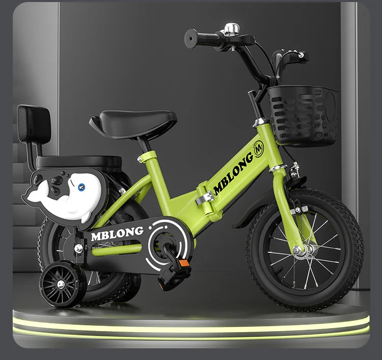 New Foldable Kids Bicycle 12 Inch Pedal Bike for Boys Girls Toddler Outdoor Riding Portable Kids Bike with Training Wheels