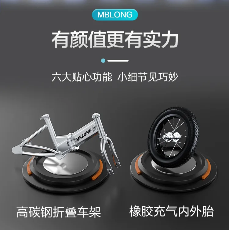 New Foldable Kids Bicycle 12 Inch Pedal Bike for Boys Girls Toddler Outdoor Riding Portable Kids Bike with Training Wheels