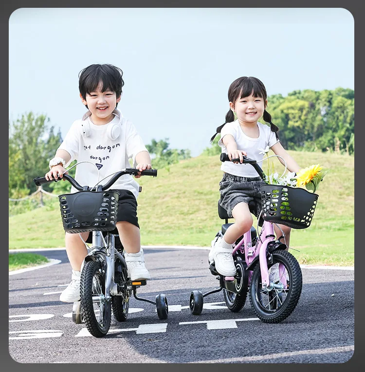 New Foldable Kids Bicycle 12 Inch Pedal Bike for Boys Girls Toddler Outdoor Riding Portable Kids Bike with Training Wheels
