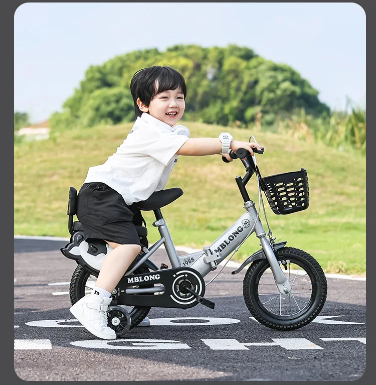 New Foldable Kids Bicycle 12 Inch Pedal Bike for Boys Girls Toddler Outdoor Riding Portable Kids Bike with Training Wheels