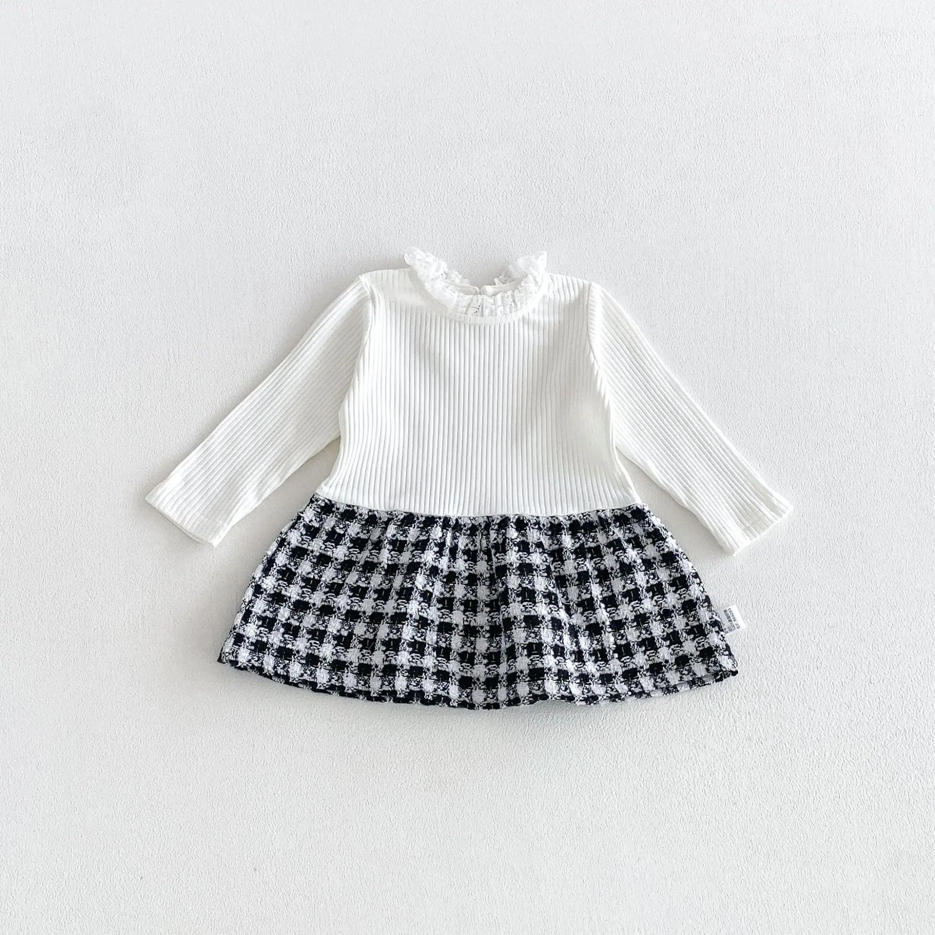 2026 New Fall Girls Tweed 2Pcs Set | Spliced Dress + Jacket Outfit | Chic Elegant Kids Suit