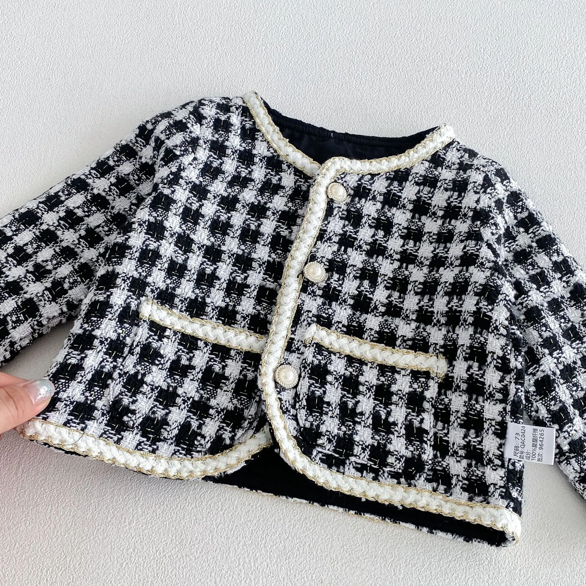 2026 New Fall Girls Tweed 2Pcs Set | Spliced Dress + Jacket Outfit | Chic Elegant Kids Suit