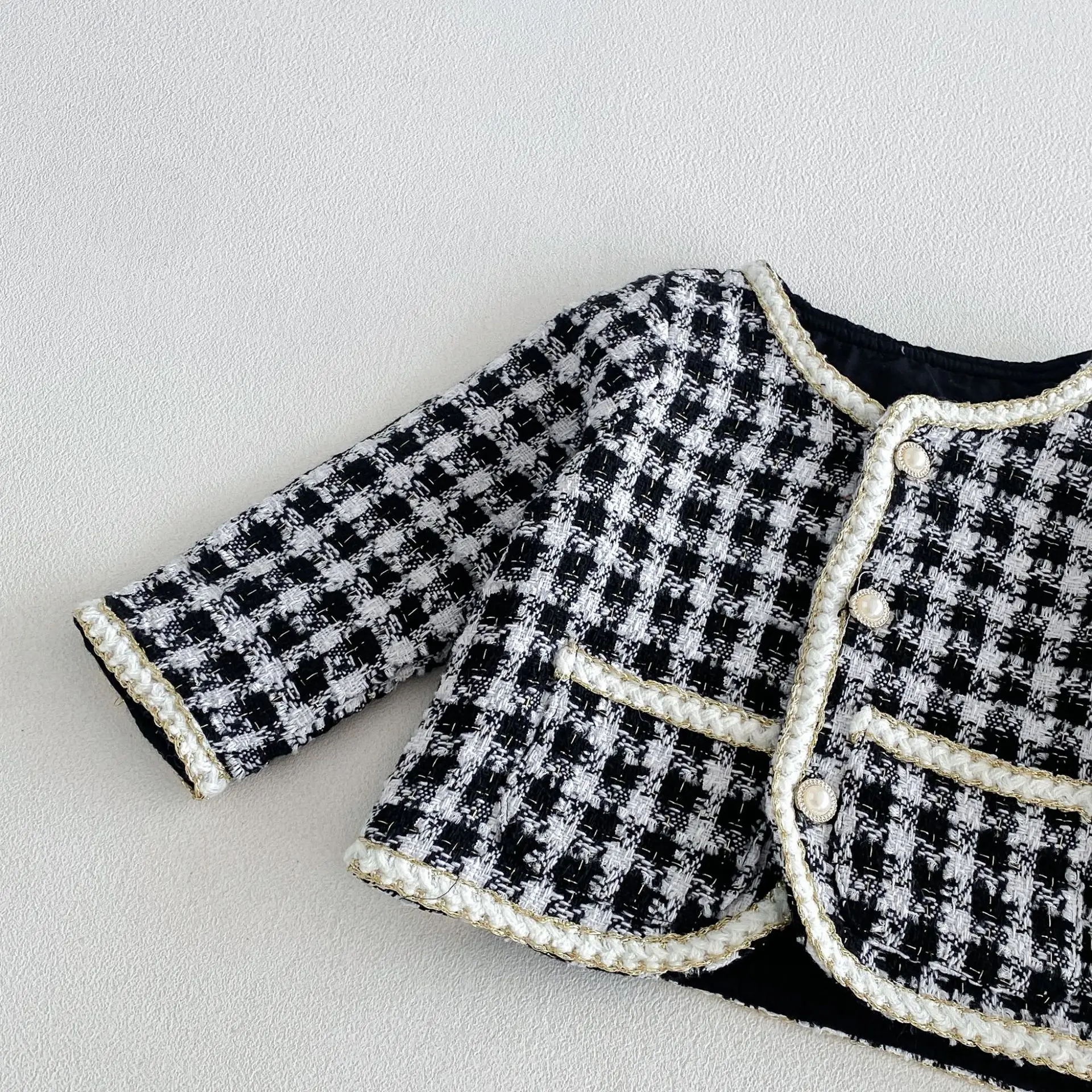 2026 New Fall Girls Tweed 2Pcs Set | Spliced Dress + Jacket Outfit | Chic Elegant Kids Suit