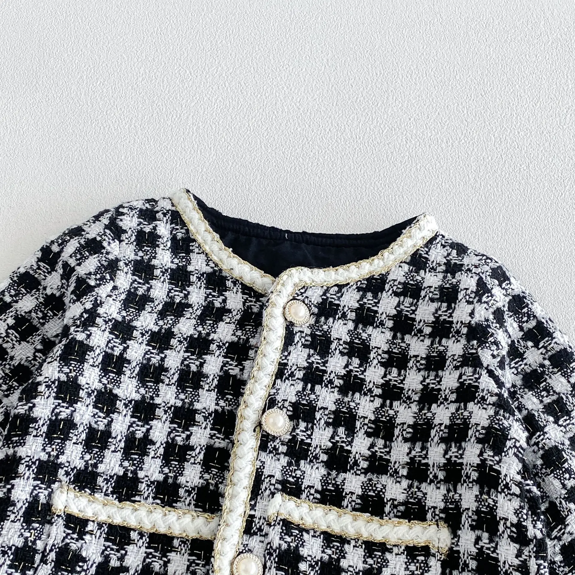 2026 New Fall Girls Tweed 2Pcs Set | Spliced Dress + Jacket Outfit | Chic Elegant Kids Suit