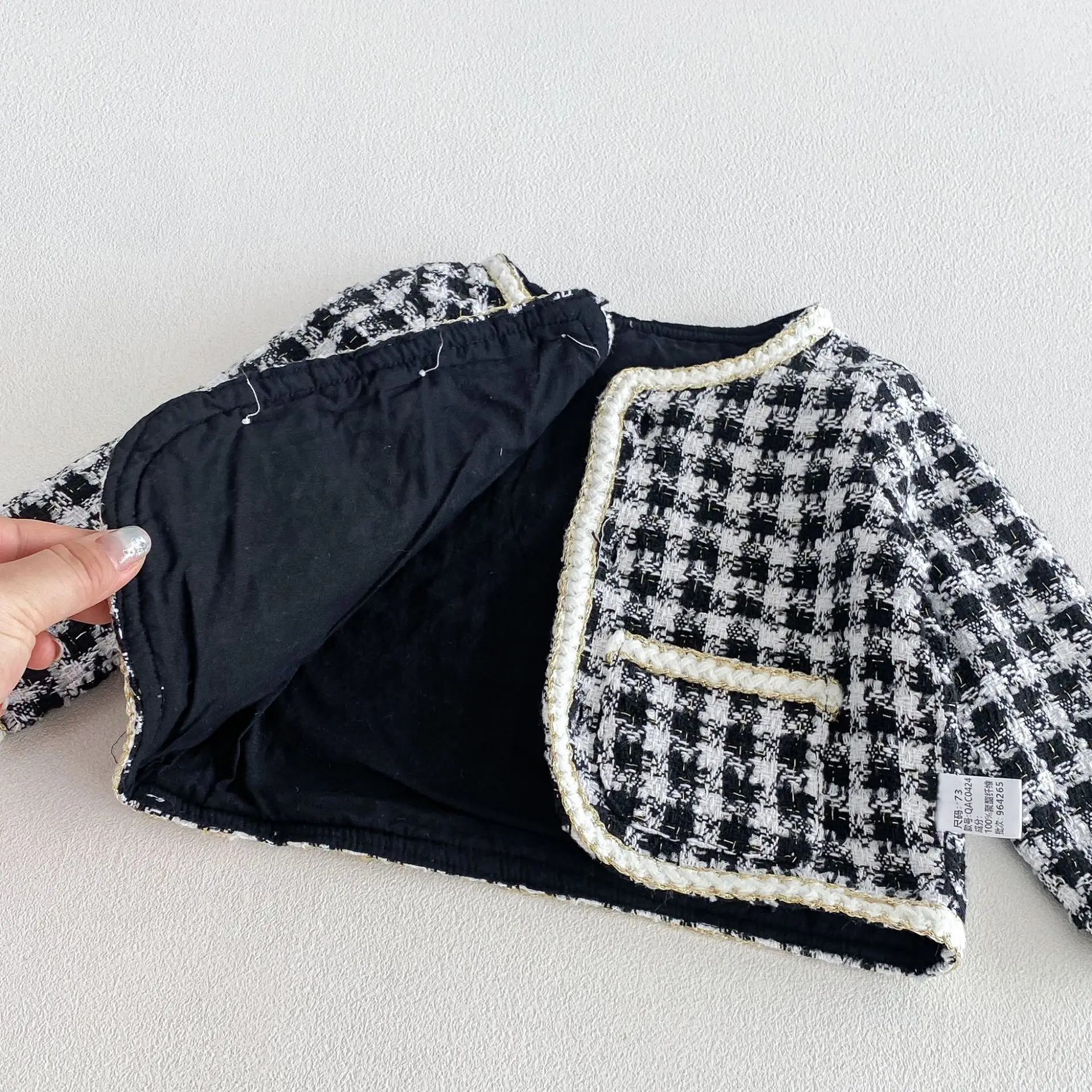 2026 New Fall Girls Tweed 2Pcs Set | Spliced Dress + Jacket Outfit | Chic Elegant Kids Suit