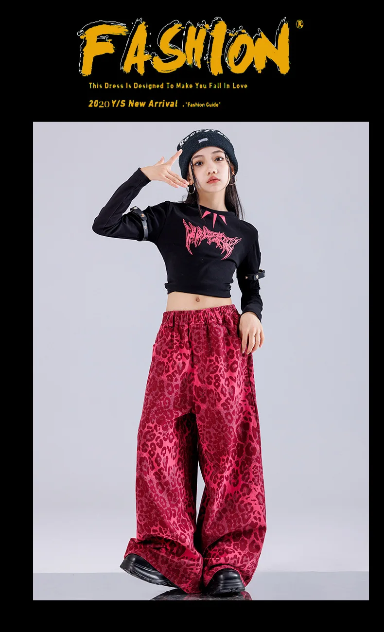 Girl Clothing Off Shoulder Top Lace Pants Hip Hop Jazz Dance Costumes Practice Street Dance Wear Performance Clothes