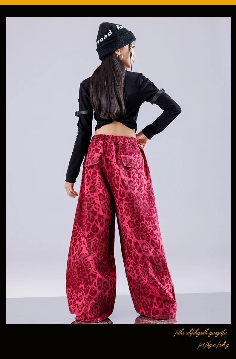 Girl Clothing Off Shoulder Top Lace Pants Hip Hop Jazz Dance Costumes Practice Street Dance Wear Performance Clothes