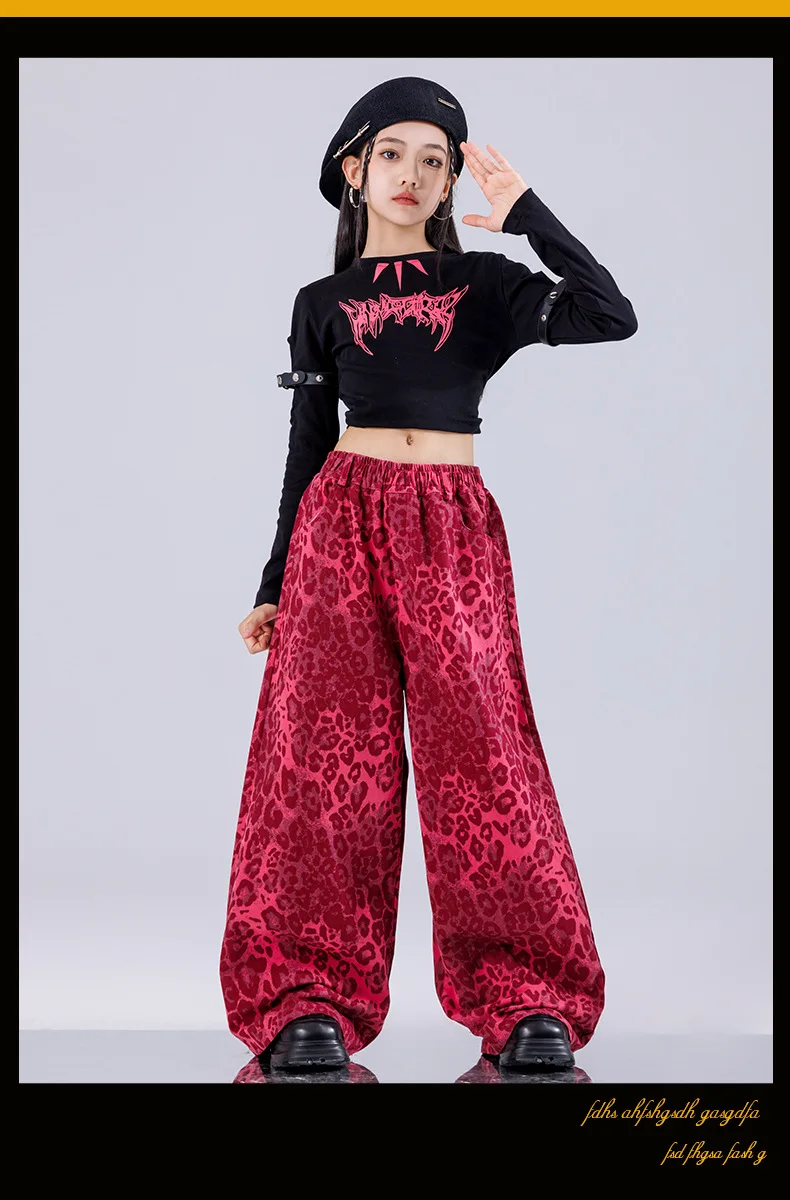 Girl Clothing Off Shoulder Top Lace Pants Hip Hop Jazz Dance Costumes Practice Street Dance Wear Performance Clothes