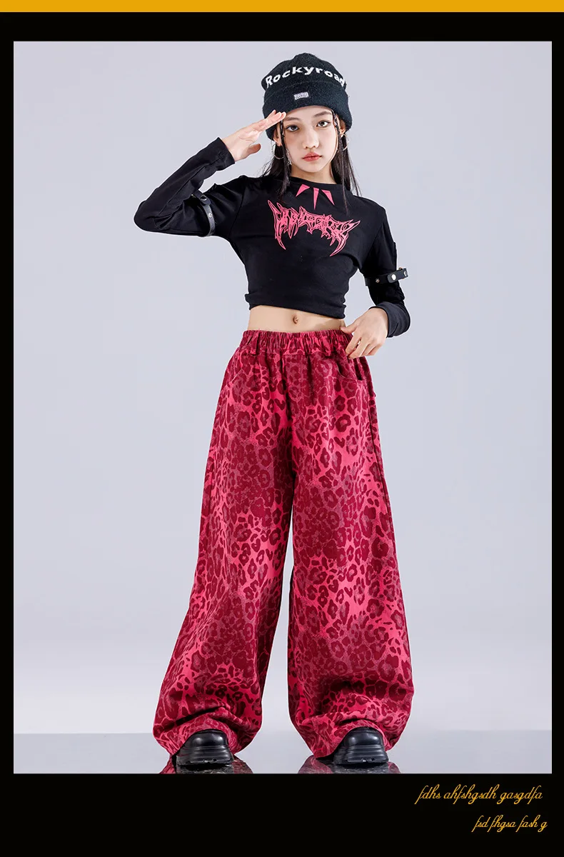 Girl Clothing Off Shoulder Top Lace Pants Hip Hop Jazz Dance Costumes Practice Street Dance Wear Performance Clothes