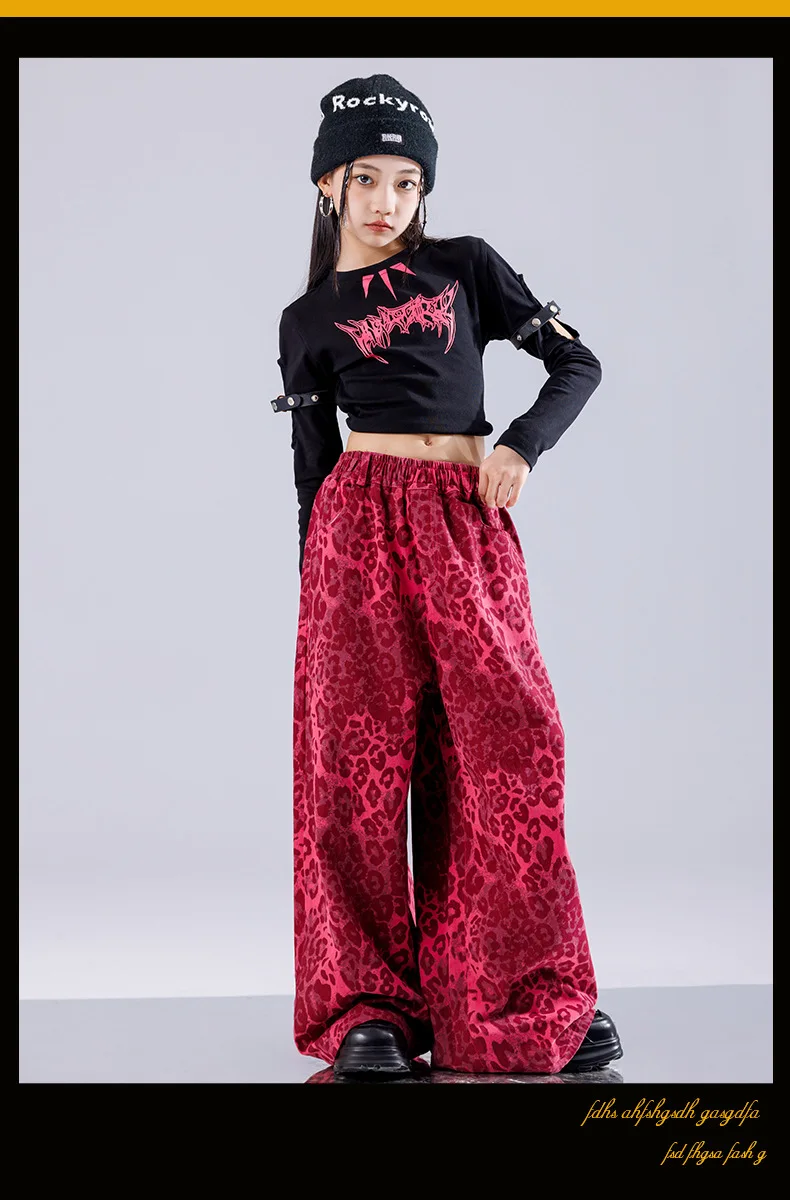 Girl Clothing Off Shoulder Top Lace Pants Hip Hop Jazz Dance Costumes Practice Street Dance Wear Performance Clothes
