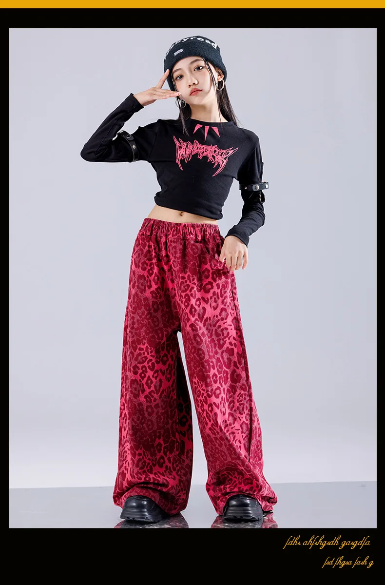 Girl Clothing Off Shoulder Top Lace Pants Hip Hop Jazz Dance Costumes Practice Street Dance Wear Performance Clothes