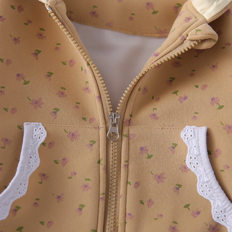 Girls' Outerwear Spring/Autumn/Winter 2026 New Children's Clothing Floral Hooded Sweatshirt Long Sleeved Top Cardigan