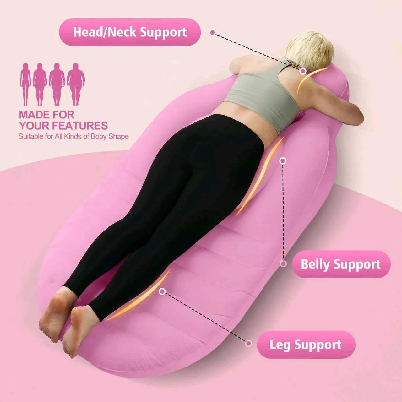 Inflatable Mat Mattress Pregnancy yoga Mat Body Bed Pillow Pregnancy Pillow for Sleeping Body Pillow