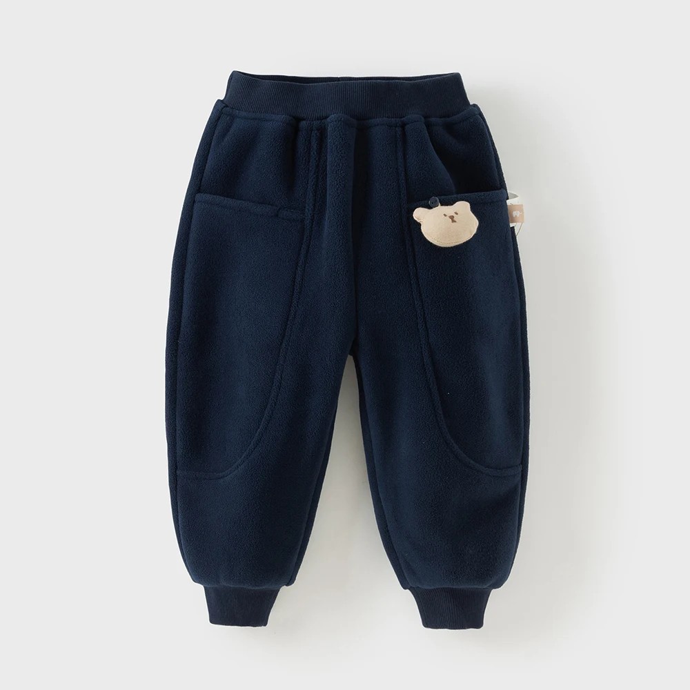 Dave Bella Children Autumn Winter Polar Fleece Thicken Pants Girl Elastic Waist Casual Sports Jogger Warn Trousers DB4254118