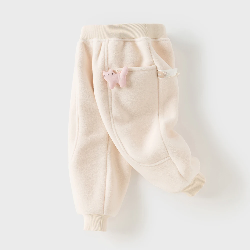 Dave Bella Children Autumn Winter Polar Fleece Thicken Pants Girl Elastic Waist Casual Sports Jogger Warn Trousers DB4254118