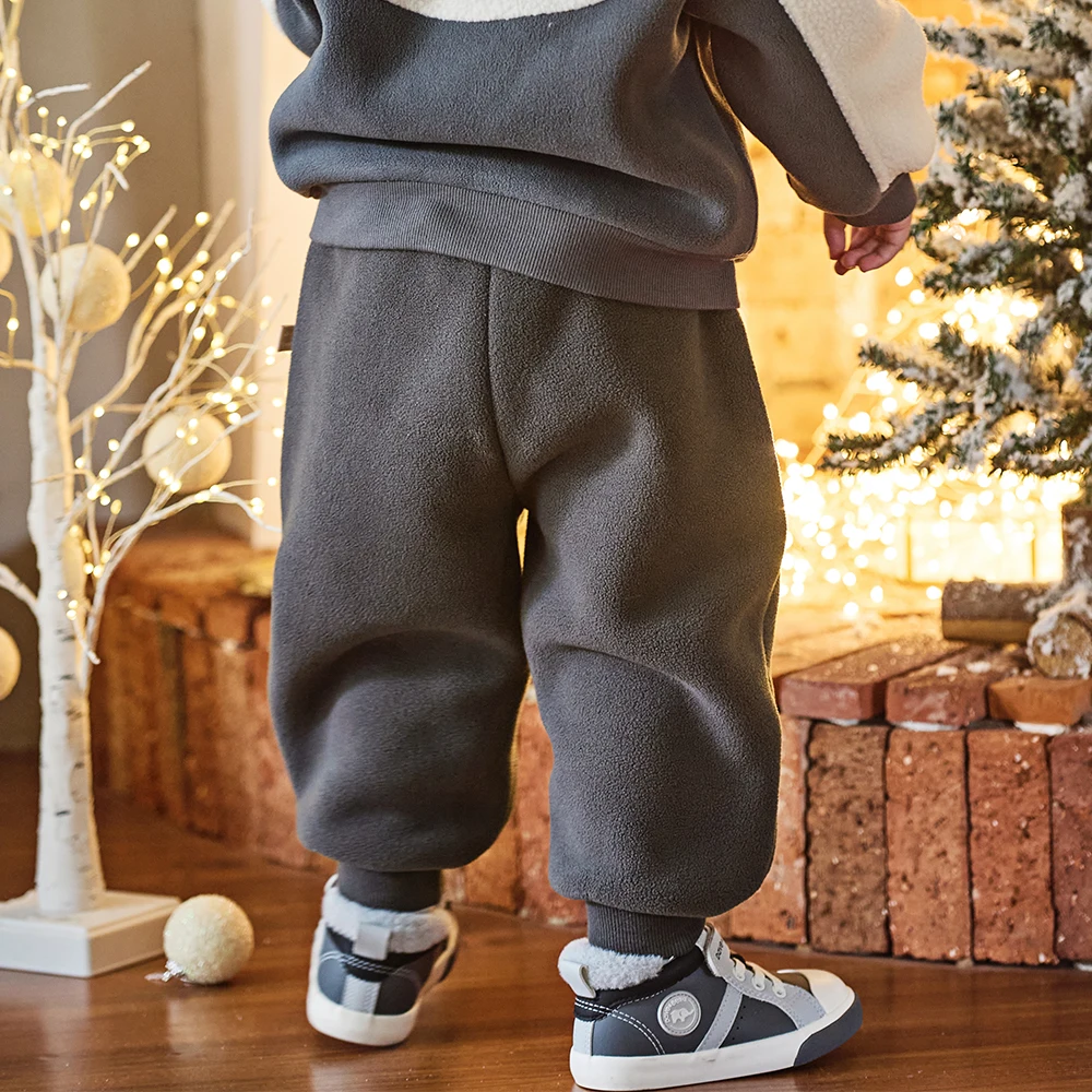 Dave Bella Children Autumn Winter Polar Fleece Thicken Pants Girl Elastic Waist Casual Sports Jogger Warn Trousers DB4254118