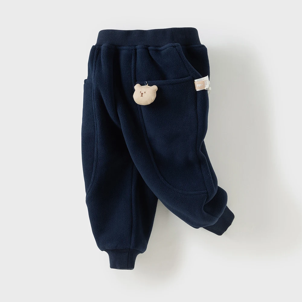 Dave Bella Children Autumn Winter Polar Fleece Thicken Pants Girl Elastic Waist Casual Sports Jogger Warn Trousers DB4254118