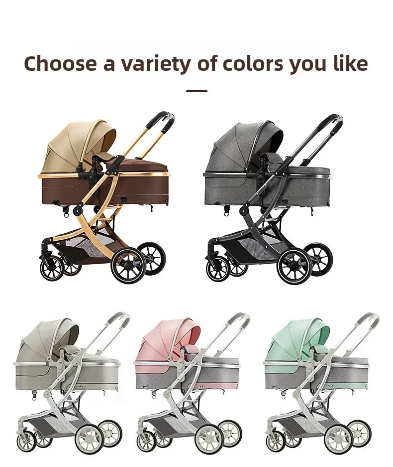 Lightweight High-view Baby Stroller, Can Sit or Lie Down, Lightweight and Foldable, Two-way Shock-absorbing Newborn Stroller