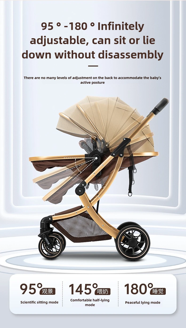 Lightweight High-view Baby Stroller, Can Sit or Lie Down, Lightweight and Foldable, Two-way Shock-absorbing Newborn Stroller