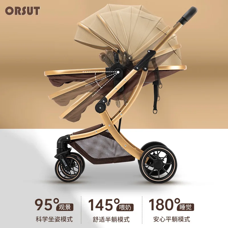 Lightweight High-view Baby Stroller, Can Sit or Lie Down, Lightweight and Foldable, Two-way Shock-absorbing Newborn Stroller