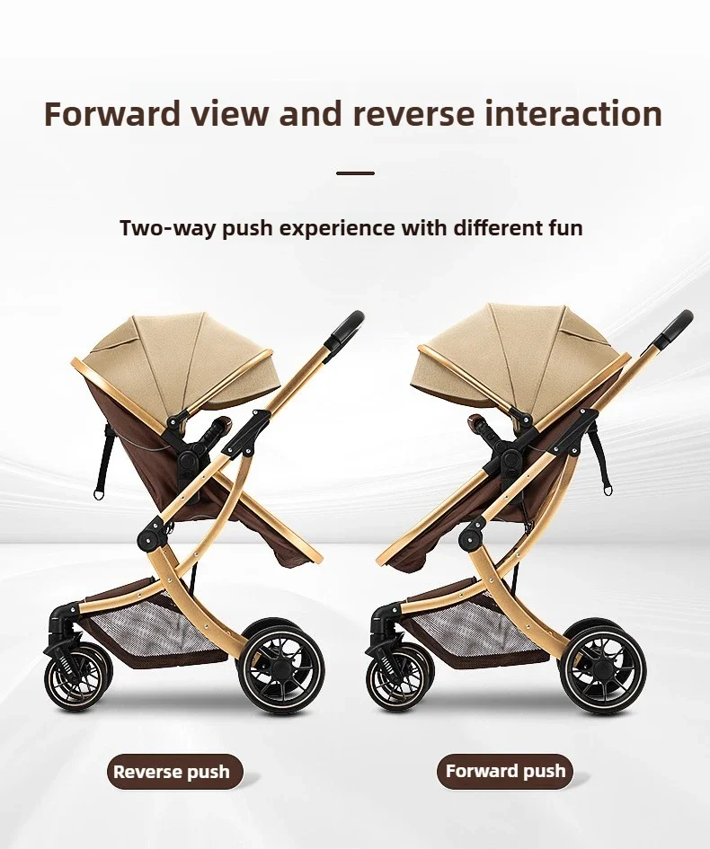 Lightweight High-view Baby Stroller, Can Sit or Lie Down, Lightweight and Foldable, Two-way Shock-absorbing Newborn Stroller