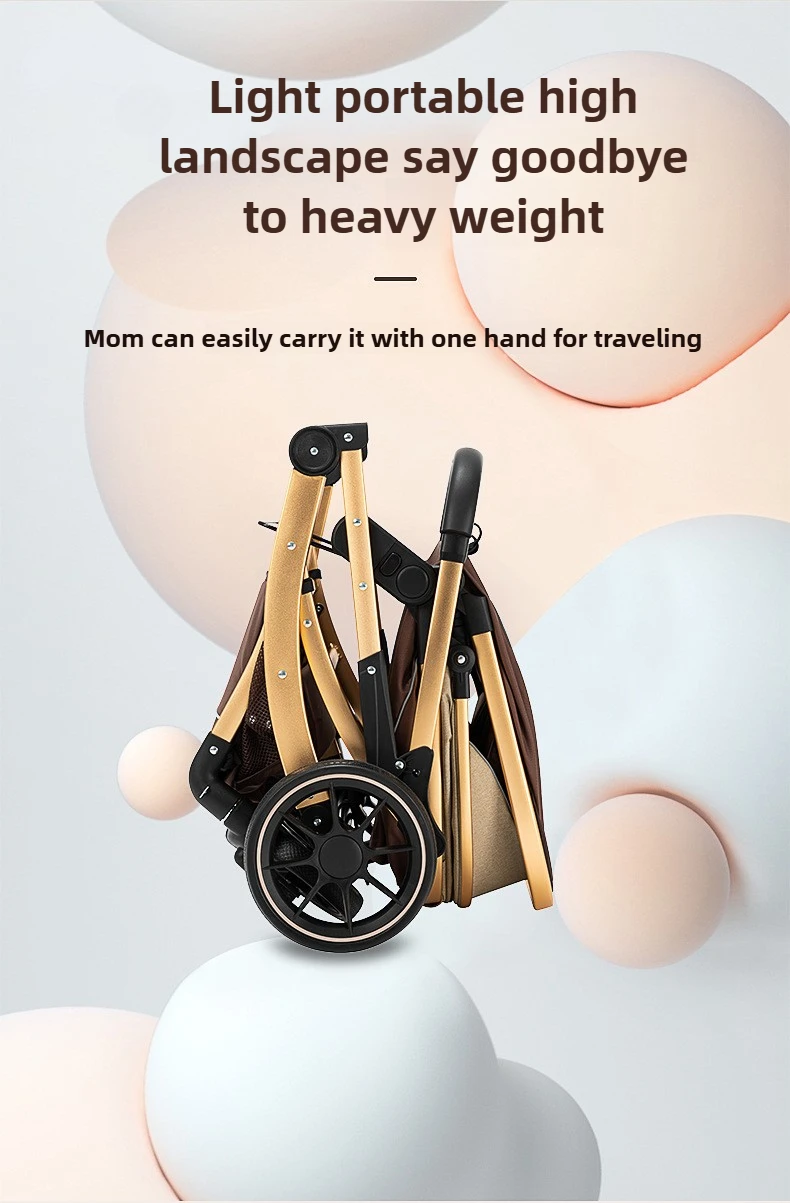Lightweight High-view Baby Stroller, Can Sit or Lie Down, Lightweight and Foldable, Two-way Shock-absorbing Newborn Stroller