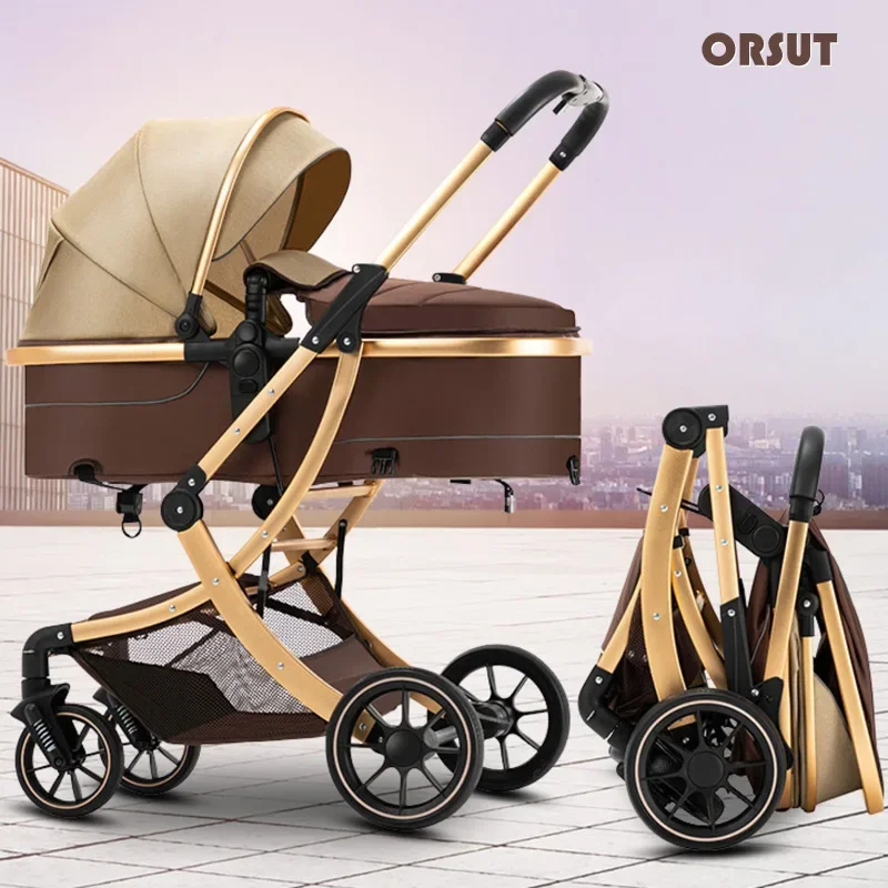 Lightweight High-view Baby Stroller, Can Sit or Lie Down, Lightweight and Foldable, Two-way Shock-absorbing Newborn Stroller
