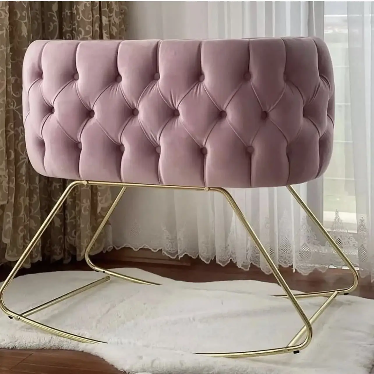 Swing bed Nordic ins style baby cradle rocking chair crib fence sleeping window portable multi-function removable jumpers swings