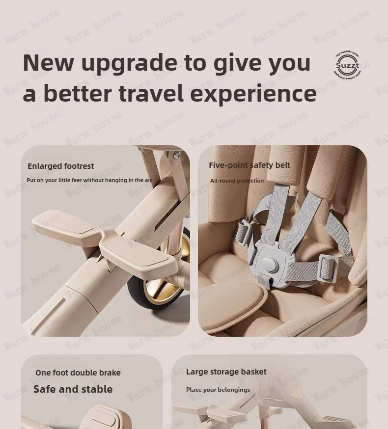 New High-view Lightweight Baby Stroller Adjustable Handlebars Multi-function Baby Stroller Four-wheel Travel Baby Stroller