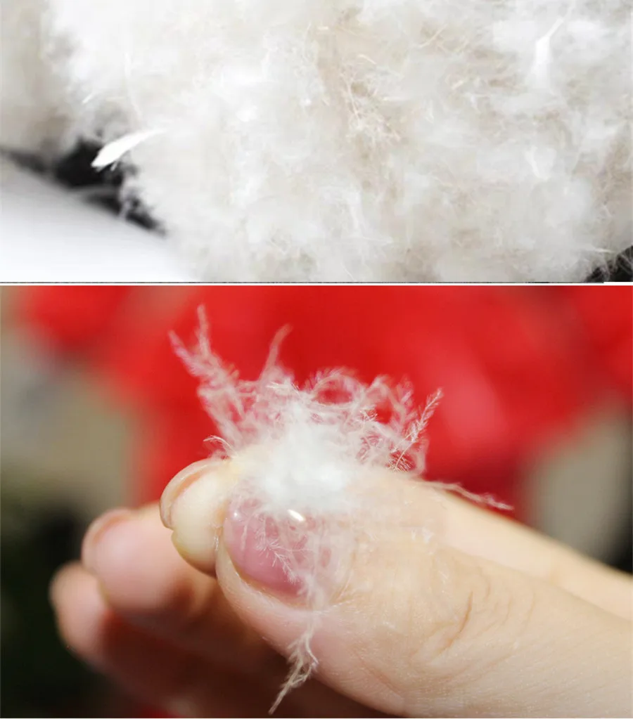 Fashion joining design winter coats filling white duck down warm jackets soft fur fabric and glossy black waterproof coats