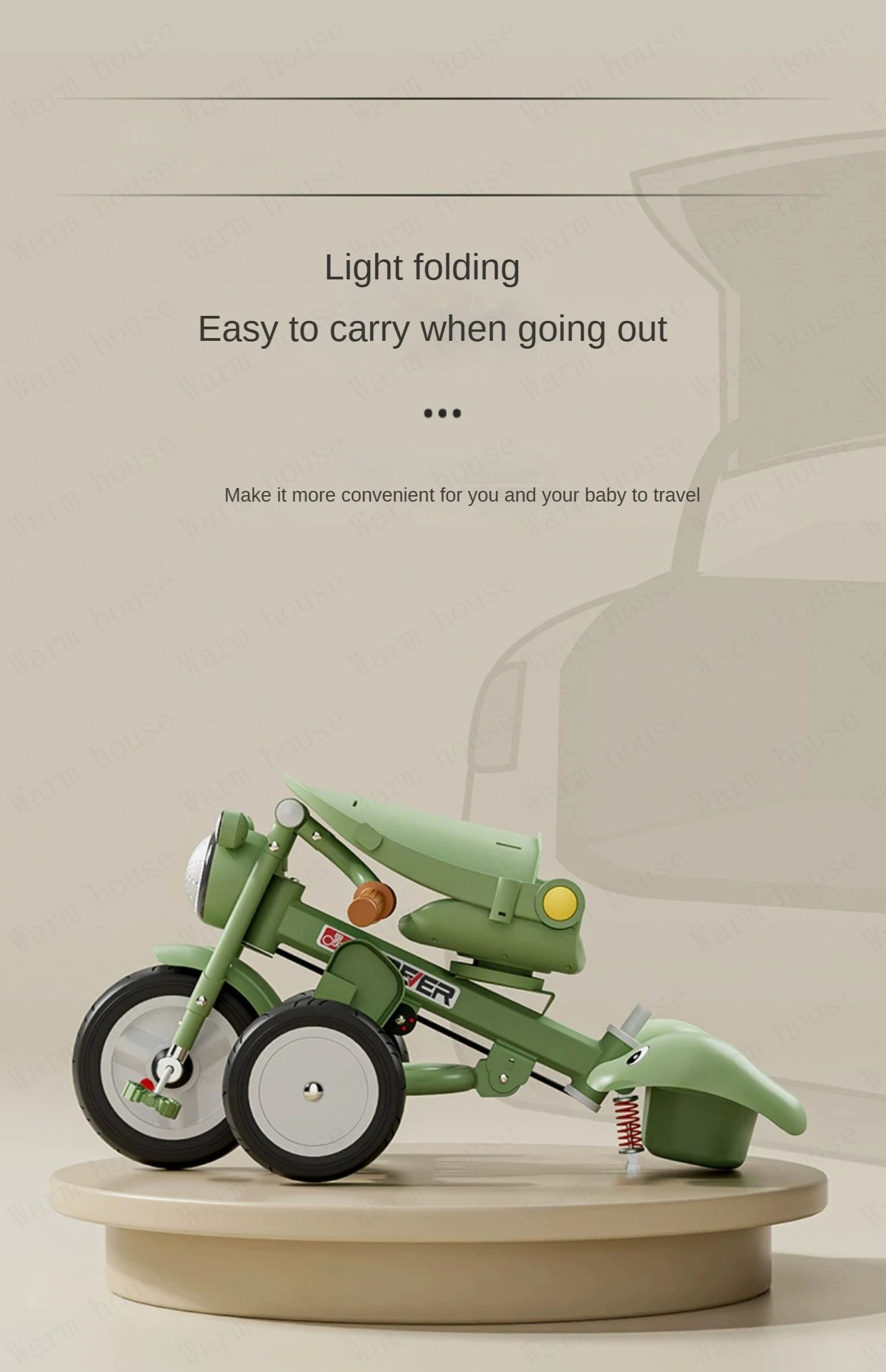 New Children's Tricycle,Reclining and Sitting Foldable Portable Stroller,1-6 Years Old Multifunctional Children's Bicycle