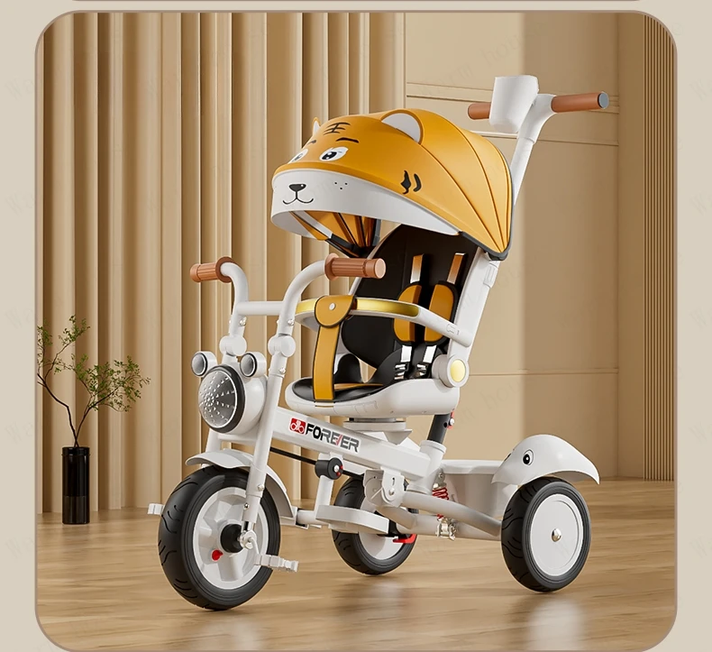 New Children's Tricycle,Reclining and Sitting Foldable Portable Stroller,1-6 Years Old Multifunctional Children's Bicycle