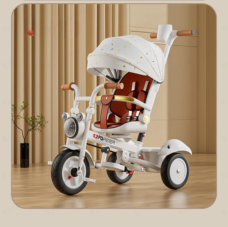New Children's Tricycle,Reclining and Sitting Foldable Portable Stroller,1-6 Years Old Multifunctional Children's Bicycle