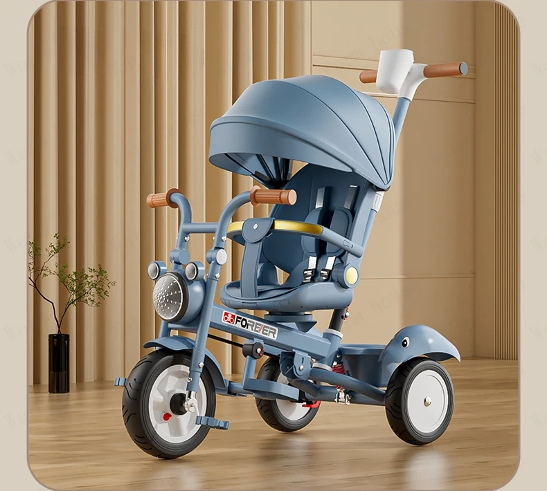 New Children's Tricycle,Reclining and Sitting Foldable Portable Stroller,1-6 Years Old Multifunctional Children's Bicycle